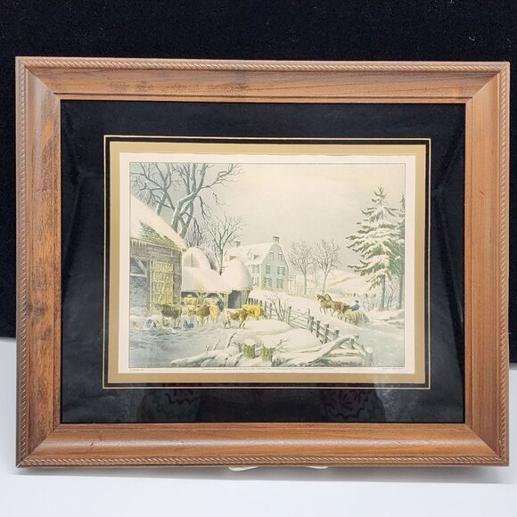 Framed Wall Decor Art Deco Reverse Painted Glass Wood Frame Black & Gold Trim